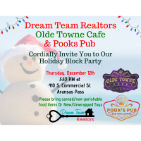 Holiday Block Party - Dream Team Realtors, Olde Towne Cafe & Pook's Pub