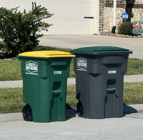 Frontier Waste provides 1-Recycling and 1-Trash 95-gal cart to each home 