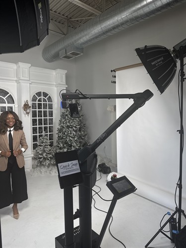 GlamBot slow-motion video at a holiday event