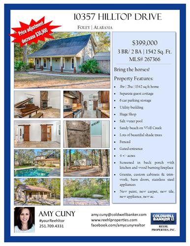 Call Amy Cuny for details: 251.709.4331