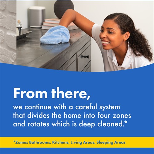 After the initial deep cleans, we maintain your home with a proven rotation system that keeps kitchens, bathrooms, and living spaces consistently clean over time.
