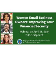 Webinar for Women Small Business Owners - April 25 from USDOL