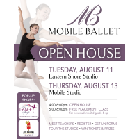 Mobile Ballet Open House Aug. 11 & 13, Classes Start Aug. 17