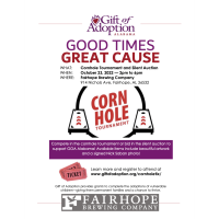  Gift of Adoption Cornhole Tournament and Silent Auction: Oct. 23 at Fairhope Brewing Company