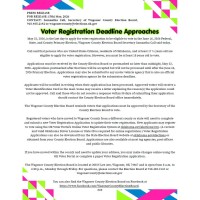 Voter Registration Deadline Approaches