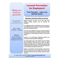 'First Thursday' - Labor Law Seminar Series will be held on 2nd Thursday 5/11