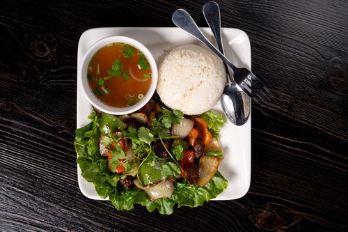 Shaking Beef - Steak Cutlets stir fry in butter serve with white rice