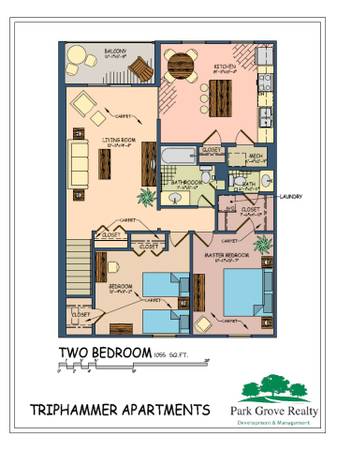 Floor Plan for Two Bedroom apartment