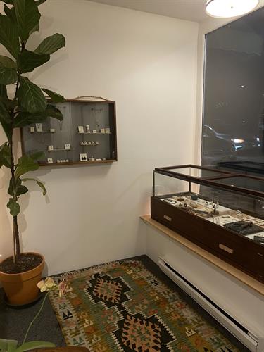 Shop interior. Custom walnut cases by John Compton