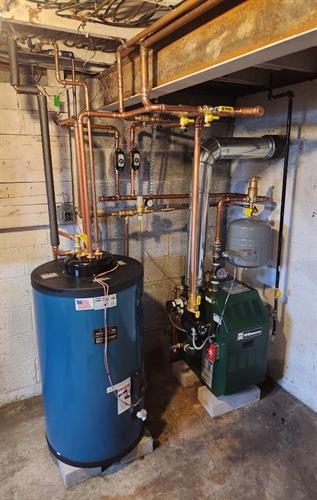 Fuel oil to natural gas boiler conversion with new boiler install.