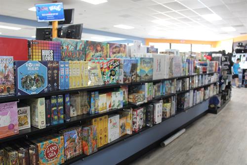 One of our aisles of board games. 