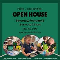 Vineyard of God Christian School Open House 2/8/25