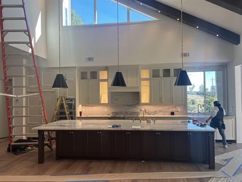 14 foot island in St. Helena Wine Country home kitchen