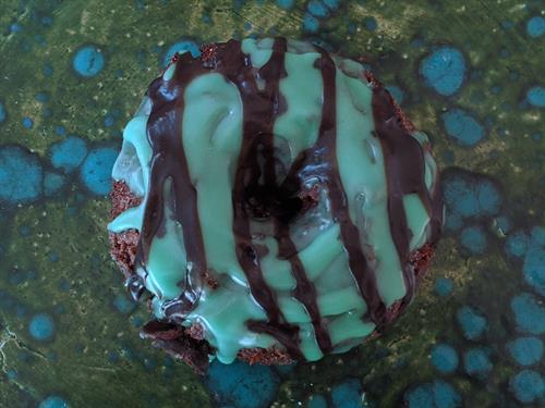 Gluten Free Chocolate Old Fashioned with Peppermint Glaze and Chocolate Drizzle