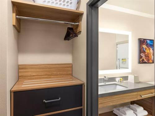 Storage space and bathroom Storage space and bathroom