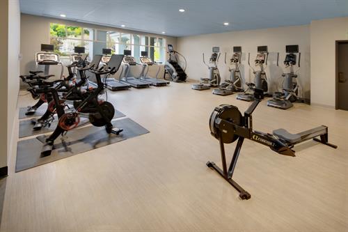 Keep up with your routine in our 1800sqft Peloton Fitness Center. 