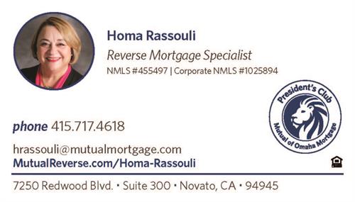 Homa Rassouli Reverse Mortgage Specialist  NMLS #455497 