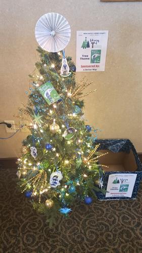Our decorated tree at the New Castle Library Festival of Trees in 2022!