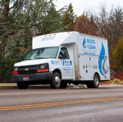 Resto Clean emergency response vehicle ready for dispatch — serving Meridian, Boise, Nampa, Treasure Valley. Resto Clean emergency response vehicle ready for dispatch — serving Meridian, Boise, Nampa, Treasure Valley.