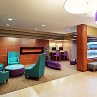 Enjoy our lobby with fireplace and 24 hr business center