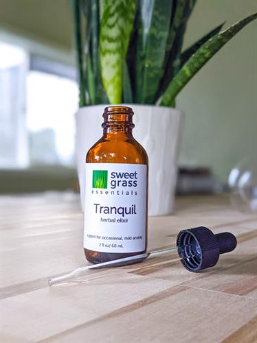 Tranquil - Stress/anxiety herbal elixir with organic calming adaptogen herbs