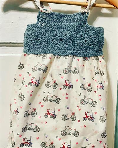 Crocheted Granny square and hand sewn child’s dress