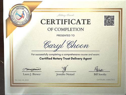 CNTDA - Certified Notary Trust Delivery Agent