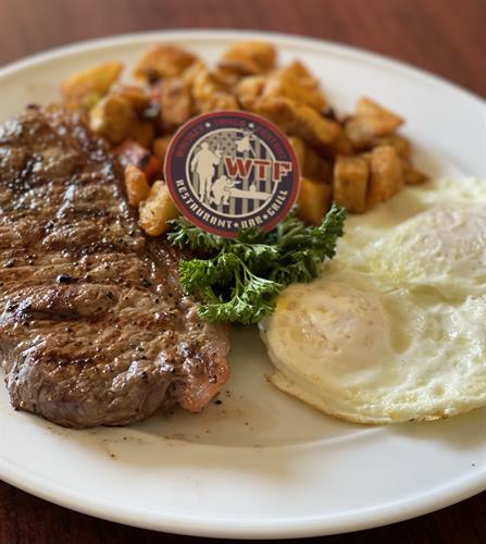 Police Captain's NY Steak and Eggs