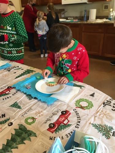 Decorating cookies at Christmas on the Farm