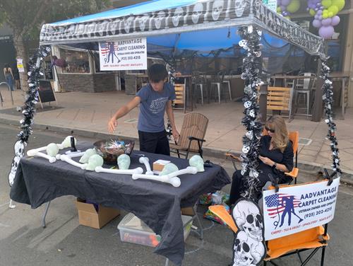 The Aadvantage Carpet Cleaning booth at Hometown Halloween 2024 in downtown Brentwood