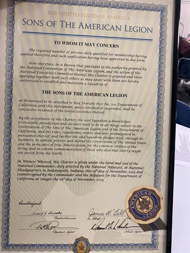 Charter acknowledgement 