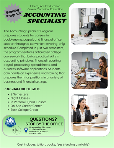 Join our evening Accounting Specialist program!