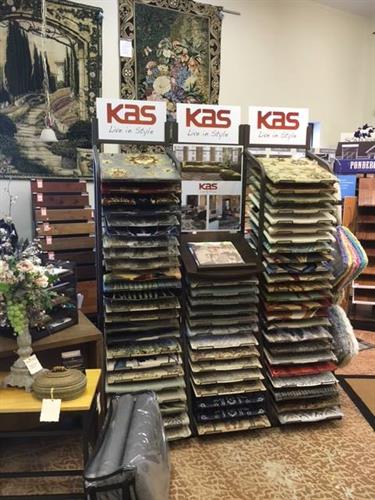Kas Rug Display in Classic Carpet and Floor Covering's showroom