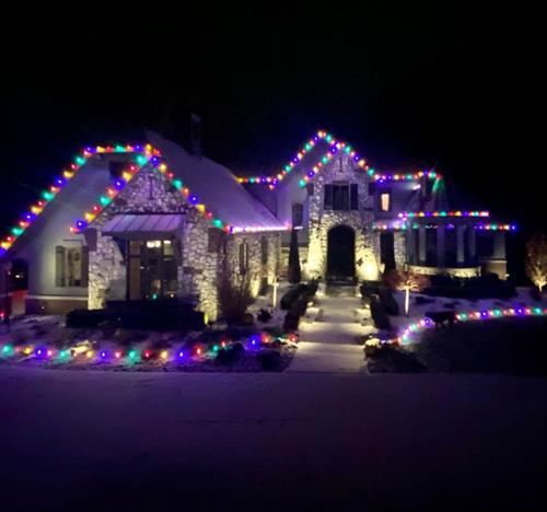 Multi-Color Christmas lights on roofline