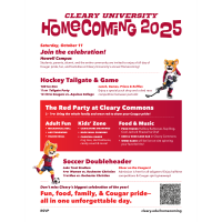 Join the homecoming festivities at Cleary on Oct. 11