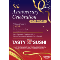 Ribbon Cutting and Anniversary Celebration at Tasty Sushi