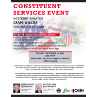 Constituent Services Event Hosted by Sen. Craig Wilcox and Mayor of Cary Mark Kownick