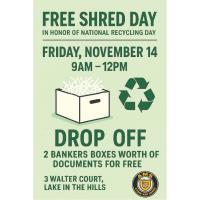 Free Shred Day in Honor of National Recycling Day