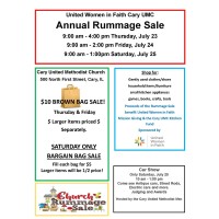 Cary United Methodist Rummage Sale hosted by United Women in Faith