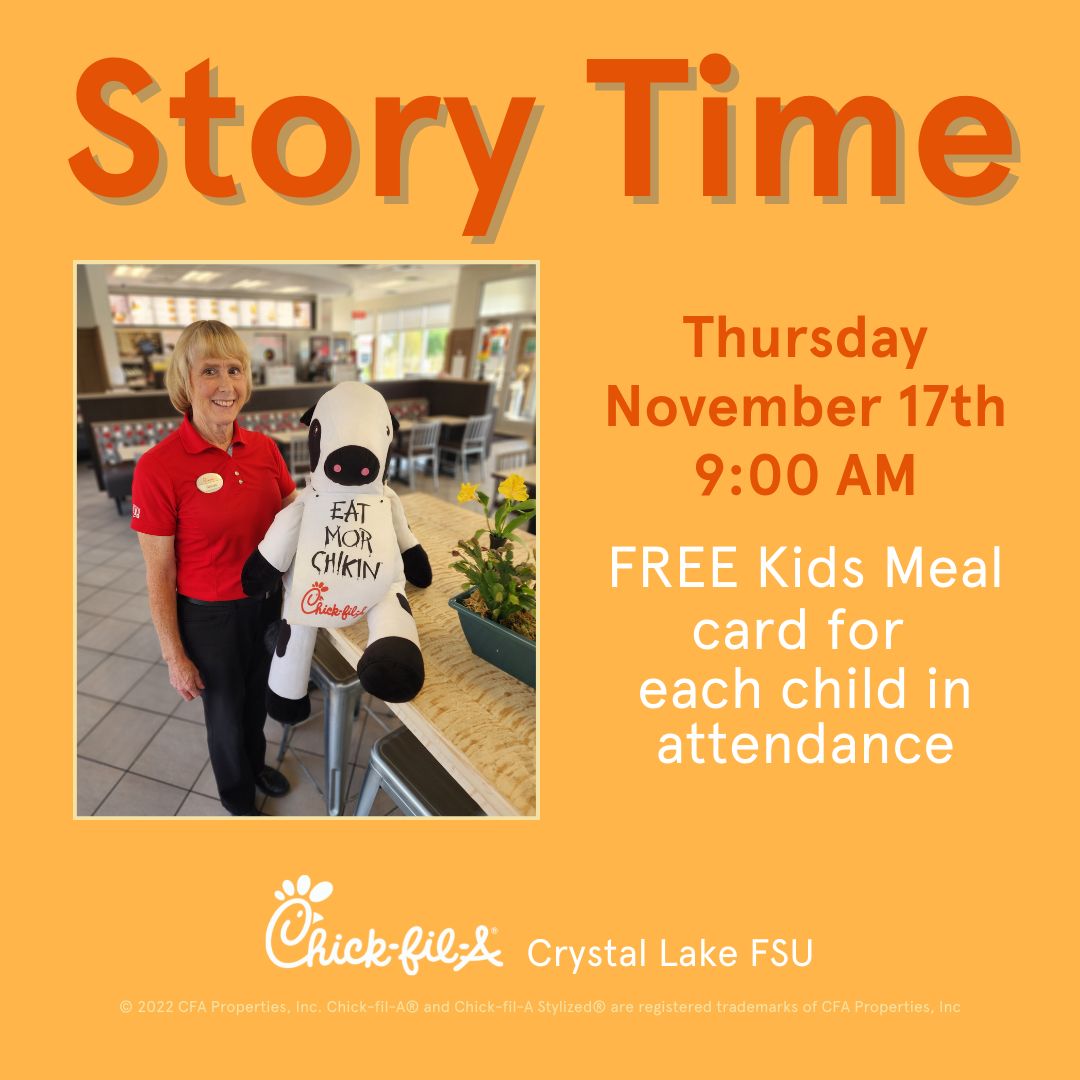 Story Time at Chick-fil-A® Crystal Lake - Nov 17, 2022