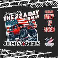 5th Annual Remember the 22 a Day in May Jeeps4Vets Jeep Run benefiting Veterans Path to Hope