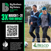 Belco Community Credit Union Invites the Community to Support Big Brothers Big Sisters of the Capital Region’s Participation in the Partnership for Better Health’s “Match Madness” Campaign