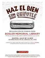 Get your guac on at Chipotle’s and support the Bosler Memorial Library!