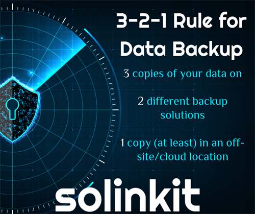 Our 3-2-1 rule when backing up your business data. Our 3-2-1 rule when backing up your business data.