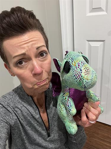 Cinder is my dragon friend. She will help me explain "the dragons" to kids...Dragons are things like fear, sadness, anger, frustration - all the emotions that child can experience!  