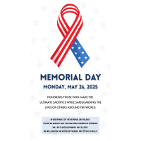 Office Closed - Memorial Day Holiday