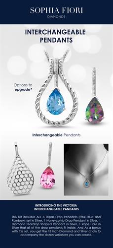 This one of a kind interchangeable pendant gives you different combinations of styles. 