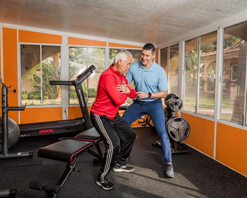 Occupational therapist improving balance to prevent falls.
