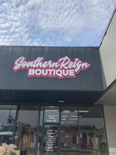 Internally LED illuminated channel letters on aluminum backer panel