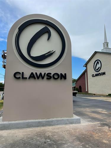 All aluminum monument sign with back lit illuminated channel letters and logo